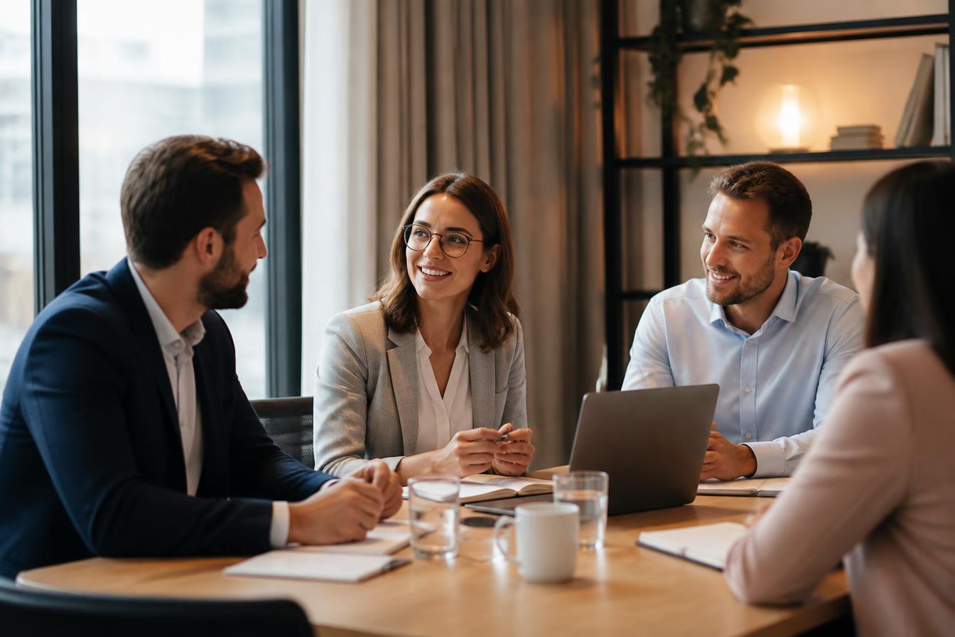 Professionelle Gesprächssituation in einem modernen Business-Kontext